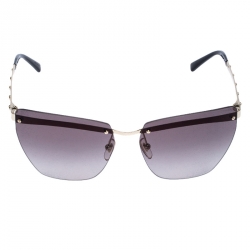 Pre Owned Versace Pale Gold /Grey Degrade 2190 Rimless Cat Eye Sunglasses