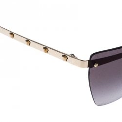 Pre Owned Versace Pale Gold /Grey Degrade 2190 Rimless Cat Eye Sunglasses