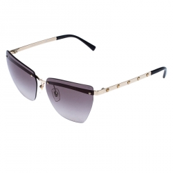 Pre Owned Versace Pale Gold /Grey Degrade 2190 Rimless Cat Eye Sunglasses