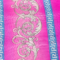 Pre Owned Versace Pink Baroque Print Silk Scarf