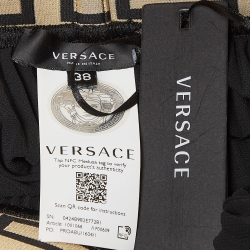 Pre Owned Versace Black Sheer Crepe Pleated Maxi Skirt S