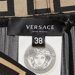 Pre Owned Versace Black Sheer Crepe Pleated Maxi Skirt S