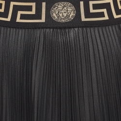 Pre Owned Versace Black Sheer Crepe Pleated Maxi Skirt S