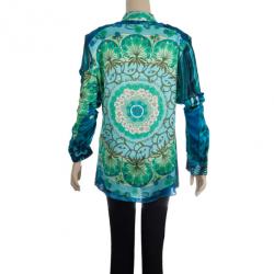 Pre Owned Versace Multicolor Printed Silk Shirt L