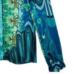 Pre Owned Versace Multicolor Printed Silk Shirt L