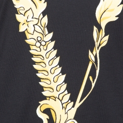 Pre Owned Versace Black Virtus Motif Printed Cotton Crewneck T-Shirt M