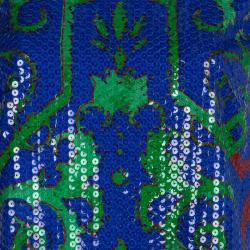 مملوكة مسبقًا توب فيرساتشي متعدد الألوان مرصع بالترتر بأكمام قصيرة M