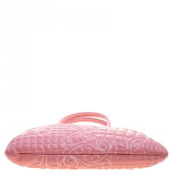 Pre Owned Versace Pink Leather Embroidered Elettra Vanitas Tote