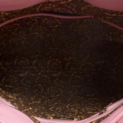 Pre Owned Versace Pink Leather Embroidered Elettra Vanitas Tote