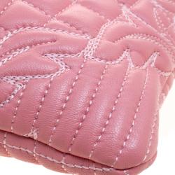 Pre Owned Versace Pink Leather Embroidered Elettra Vanitas Tote
