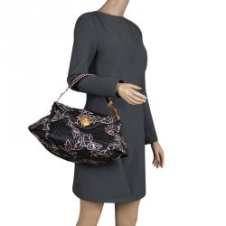 Versace Black/Pink Quilted Barocco Leather Top Handle Bag