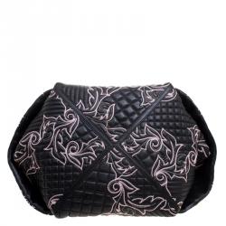 Versace Black/Pink Quilted Barocco Leather Top Handle Bag