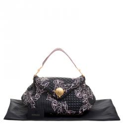 Versace Black/Pink Quilted Barocco Leather Top Handle Bag