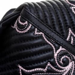 Versace Black/Pink Quilted Barocco Leather Top Handle Bag