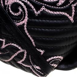 Versace Black/Pink Quilted Barocco Leather Top Handle Bag