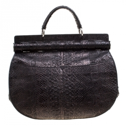Versace Metallic Black Python Hobo