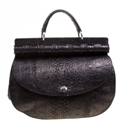 Versace Metallic Black Python Hobo