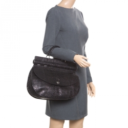 Versace Metallic Black Python Hobo