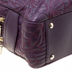 Versace Purple Leather Demetra Vanitas Top Handle Bag