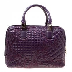 Versace Purple Leather Demetra Vanitas Top Handle Bag