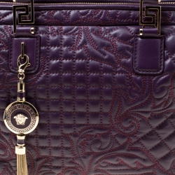 Versace Purple Leather Demetra Vanitas Top Handle Bag