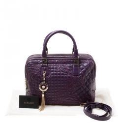 Versace Purple Leather Demetra Vanitas Top Handle Bag