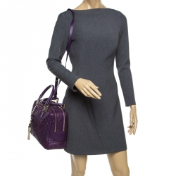 Versace Purple Leather Demetra Vanitas Top Handle Bag