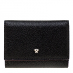 Versace Black Leather Card Case Wallet