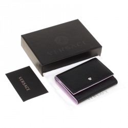 Versace Black Leather Card Case Wallet