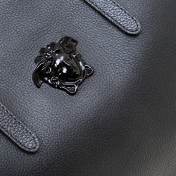 Pre Owned Versace Black Leather Palazzo Medusa Tote