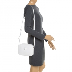 Pre Owned Versace White Leather Palazzo Medusa Camera Crossbody Bag