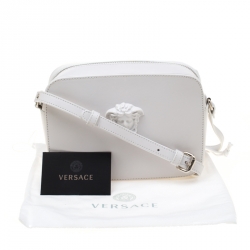 Pre Owned Versace White Leather Palazzo Medusa Camera Crossbody Bag