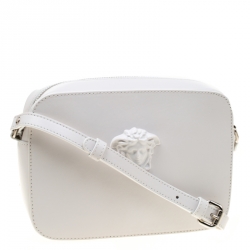 Pre Owned Versace White Leather Palazzo Medusa Camera Crossbody Bag