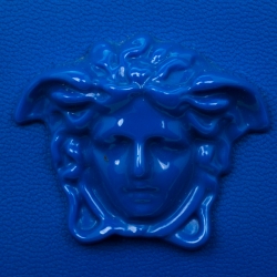 Pre Owned حقيبة كلتش فرساتشي حمالة معصم جلد زرقاء