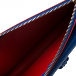 Pre Owned حقيبة كلتش فرساتشي حمالة معصم جلد زرقاء