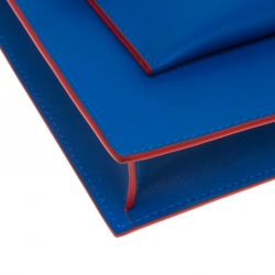 Pre Owned حقيبة كلتش فرساتشي حمالة معصم جلد زرقاء