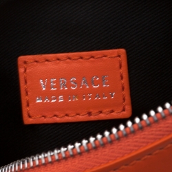 Pre Owned Versace Orange Leather Medusa Pochette