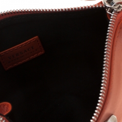 Pre Owned Versace Orange Leather Medusa Pochette