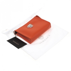 Pre Owned Versace Orange Leather Medusa Pochette