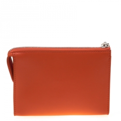 Pre Owned Versace Orange Leather Medusa Pochette
