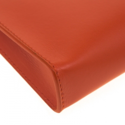 Pre Owned Versace Orange Leather Medusa Pochette