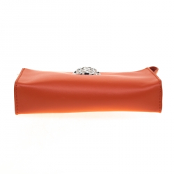 Pre Owned Versace Orange Leather Medusa Pochette