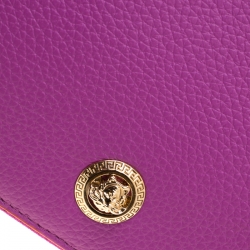 Versace Magenta Leather Zip Around Continental Wallet