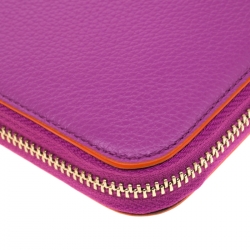 Versace Magenta Leather Zip Around Continental Wallet
