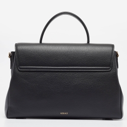 Pre Owned Versace Black Leather Large La Medusa Top Handle Bag