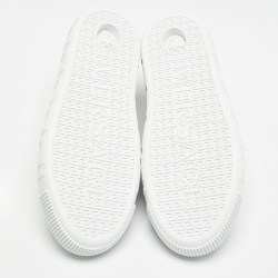 Versace White/Black Leather Logo All Over Contrasting Lace Up Sneakers Size 40