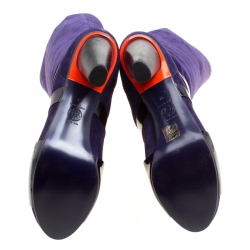 Pre Owned Versace Purple Suede Knee Length Boots Size 41