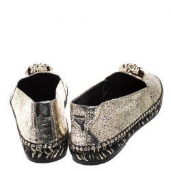 Versace Metallic Gold Medusa Slip On Espadrille Flats Size 37