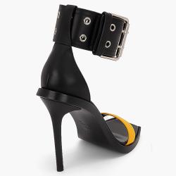 Versace Black Mesh/Leather Versus Sandals Size EU 38