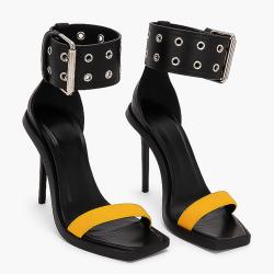 Versace Black Mesh/Leather Versus Sandals Size EU 38